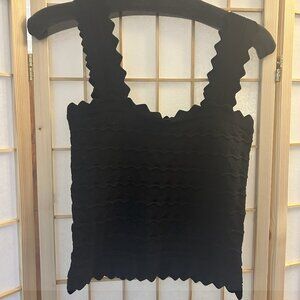 New! GB sweater tank, black, zigzag hem and straps, square neck, women's medium